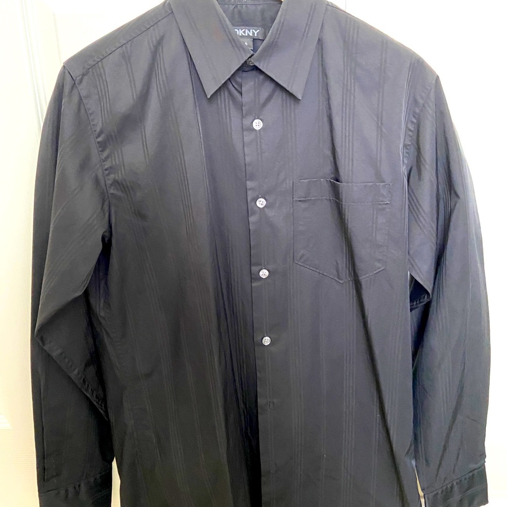 DKNY black multi striped shirt